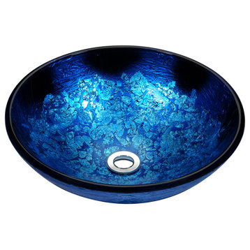 ANZZI Tara Glass Vessel Sink, Blue Blaze