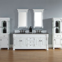 72 inch Cottage White Double Bathroom Vanity Optional Countertops - Bathroom Vanities And Sink Consoles