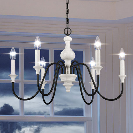 Luxury New Traditional Chandelier, Soft White & Black, UEX2240