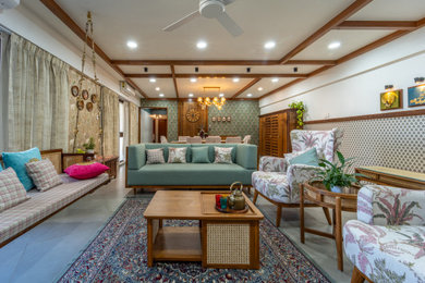 Inspiration for a world-inspired living room in Pune.