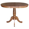 36" Round Extension Dining Table With X-back Chairs, Distressed Oak, 5 Piece