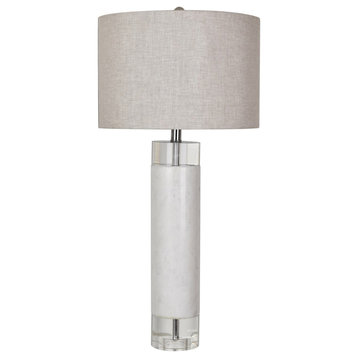 Sheffield 1 Light Table Lamp, White and Crystal