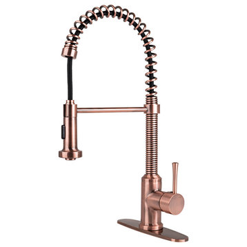 Spring Kitchen Faucet with Deck Plate, Antique Copper