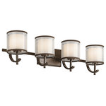 Kichler Lighting - Kichler Lighting 45452MIZ Tallie - Four Light Swing Arm Bath Vanity - This 4 light wall fixture will effortlessly add to the beauty of your home. Featuring a refined Antique Pewter finish and Satin Etched White Glass, this design can accent any space.Shade Included: TRUE* Number of Bulbs: 4*Wattage: 60W* BulbType: G9* Bulb Included: No
