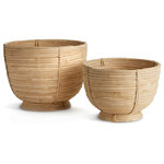 Napa Home & Garden - Cane Rattan Decorative Footed Bowls, Set Of 2 - Rattan goes mod with our latest Cane Rattan collection. With a light and refined color & finish, a distinctively more edgy, youthful aesthetic.