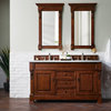 Brookfield 60" Double Vanity, Warm Cherry w/ 3 CM Arctic Fall Solid Surface Top