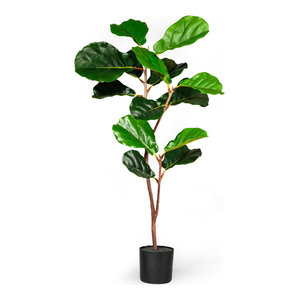 74 Dark Green Artificial Fiddle Leaf Fig Potted Tree Artificial Plants And Trees By Northlight Seasonal
