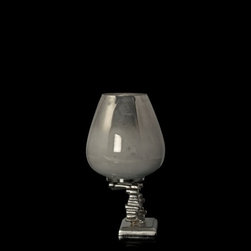 Alba Snow White Glass & Metal Hurricane - Candleholders