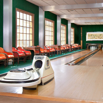 Retro-Style Residential Bowling Lanes for Private Estate's Recreation Building
