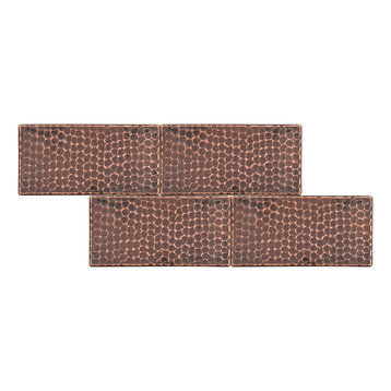 Hammered Copper Tile, 3"x6", Set of 4