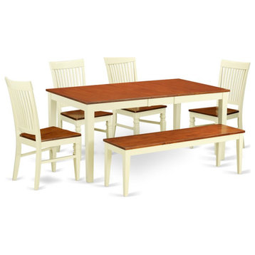 East West Furniture Nicoli 6-piece Wood Dinette Set in Buttermilk/Cherry