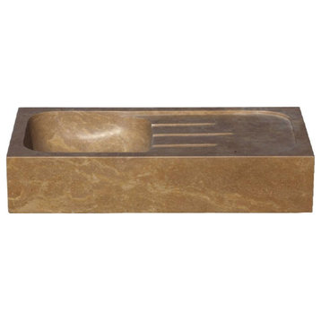 Noce Brown Natural Stone Rectangular Vessel Kitchen Sink (W)18" (L)36" (H)7"