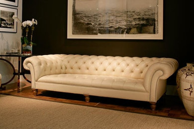 Cream Leather Chesterfield Sofa