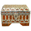 Moroccan Metal and Inlay Bone Jewelry Box, Design 1