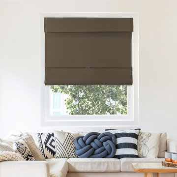 Mountain Chocolate (Thermal & Room Darkening) - Roman Shades (Fabric & Natural W
