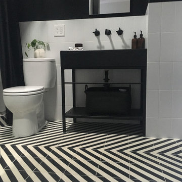 cement tile "marrakech terrace" is the new red carpet in this bathroom remodel