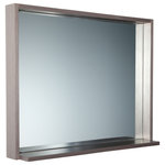 Fresca - Allier Mirror With Shelf, Gray Oak, 36" - Add style and function to your bathroom. This attractive rectangular mirror is sleek and stylish with clean lines and a retro feel. The glass is recessed from the frame which creates a bordered effect on the top and sides. The ledge shelf along the bottom of this lovely mirror offers an optional spot to hold a soap dispenser, decorative accent or any essentials that you'd like to keep close at hand. This bathroom mirror with shelf has a solid construction and a lovely Gray Oak finish. It measures 36 in width and is 31.5 in lengthjust perfect for taking a quick glance before you head out the door in the morning.