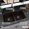 Karran Undermount Quartz 32" 50/50 Double Bowl Kitchen Sink Kit, Brown
