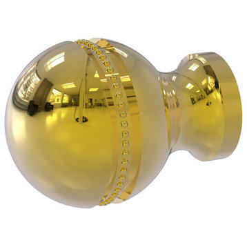 1" Beaded Cabinet Knob, Polished Brass