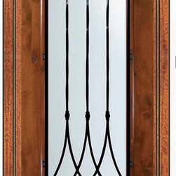 Prehung Single Door 96 Alder Warwick 1 Panel 3/4 Lite Wrought Iron - Front Doors