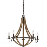 Quoizel - Quoizel SHR5005RK Shire 5 Light Chandelier in Rustic Black - Traditional warmth meets industrial minimalism in the Shire collection. The rubbed black edges on the faux wood frame complements the rustic black finish of the inner rings. Curved arms and candelabra bulbs add classic charm to the chic simplicity of the drop silhouette.