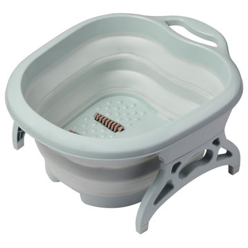 Yescom Collapsible Folding Plastic Foot Soak Basin with Massage Rollers