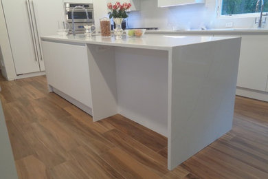 Example of a minimalist kitchen design in New York