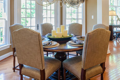 Large elegant light wood floor great room photo in Richmond