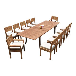 13-Piece Outdoor Teak Dining Set: 117' Extension Rectangle Table, 12 Vera Chairs Teak Deals