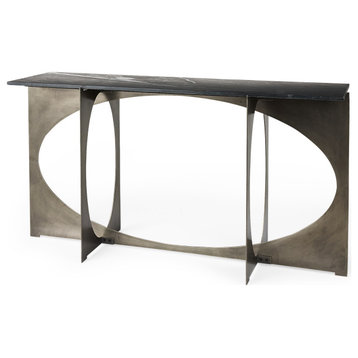 Reinhold IV Black Marble Top Iron Console Table