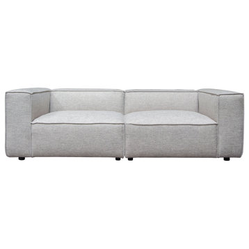 2 PC Set 94" Wide Grey-Beige Low Back Profile Modular Sofa in Barley Fabric