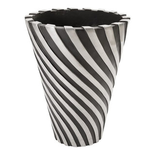 Turbo Planter, Aluminum and Black - Contemporary - Indoor Pots And Planters  - by HedgeApple | Houzz