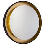 Artcraft Lighting - Reflections AM304 Mirror - The "Reflections Collection" mirrors feature LED lighting built in. The LED is controlled by a small ON/OFF switch which is on the mirror (the switch also allows control of the brightness). This model  is two tone - The exterior is oil rubbed bronze and the interior is gold leaf. This mirrors LEDs backlight the gold leaf finish (so the LED is behind the mirror for example).