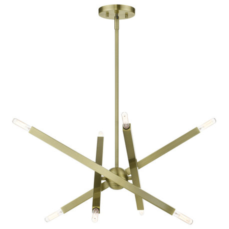 Monaco 8 Light Chandelier, Antique Brass