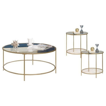 3 Piece Coffee Table Set with Coffee Table and Set of 2 End Tables in Gold