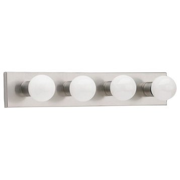Four Light Vanity Bath Bar Fixture In Brushed Stainless Made Of Steel-Size W24