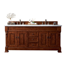 Brookfield 72" Warm Cherry Double Vanity 3CM Arctic Fall Solid Surface
