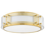 Hudson Valley Lighting - Clifford 1 Light Flush Mount, Aged Brass - Rectangular panels are cut from Aged Brass or Polished Nickel metalwork and topped by a curved ribbed glass, making this traditional flush mount design feel updated and fresh. Light not only flows through the opal glossy glass lens at the bottom but seeps through the pockets on the sides and plays off the ribbed panels. Exposed hardware details complete the clean, modern aesthetic.