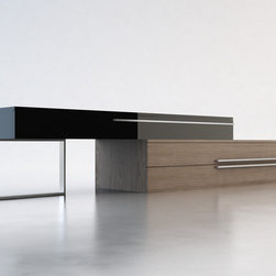Gramercy Contemporary & Modern TV Stands by ModLoft - Walnut-Black Lacquer - Buffets And Sideboards
