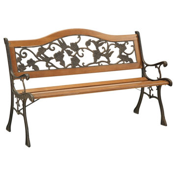 Furniture of America Jardy Traditional Metal Frame Patio Bench in Black