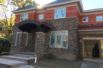 Inspiration for a contemporary entryway remodel in Detroit