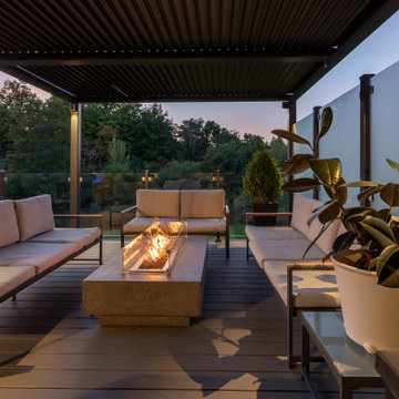 2022 Projects Gallery - Backyard Composite Deck, BBQ, Fire place and Lighting