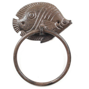 Cast Iron Decorative Butterfly Fish Towel Holder 7 Beach Style