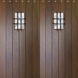 Speakeasy Prehung Entry Double Door 96 80 MahoganyPlank Square Top - Front Doors