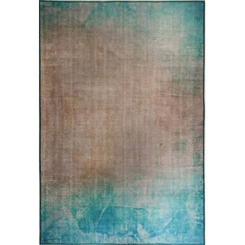 Illusion 8874-580 Area Rug, Turquoise and Beige, 2'1"x3'6"