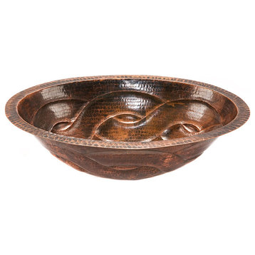 Premier Copper LO19FBDDB Oval Braid Under Counter Hammered Copper Sink