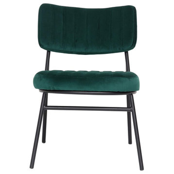 LeisureMod Marilane Velvet Accent Chair With Metal Frame Set of 2 Emerald Green