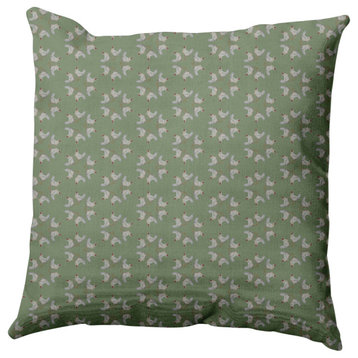 Chickens-go-round Easter Decorative Throw Pillow, Laurel Tree Green, 16x16"