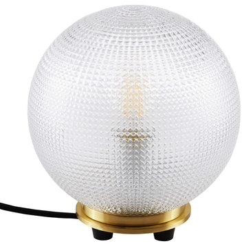 Destiny Glass and Metal Table Lamp, Satin Brass