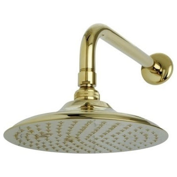 Showerscape 8" Brass Showerhead With 12" Shower Arm, Polished Brass